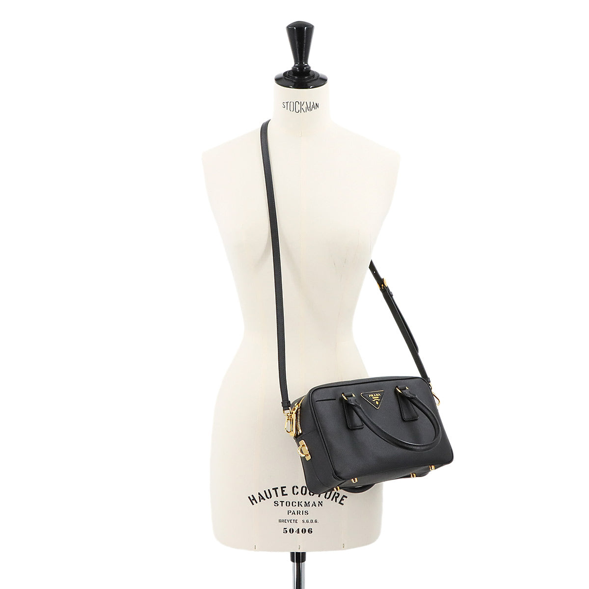 2way Hand Shoulder Bag Saffiano leather Black 1BB113 Purse