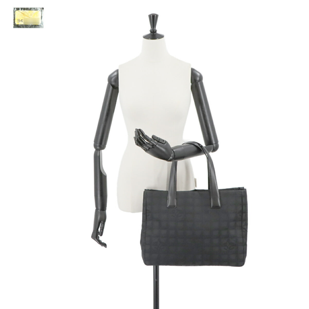 New Travel Line Tote MM Bag Nylon Jacquard Leather Black A15991