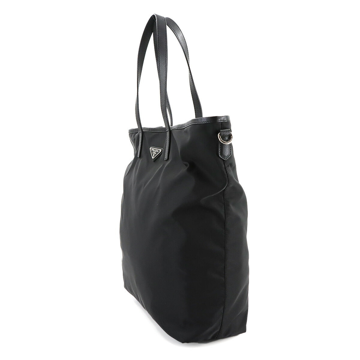 Robot Tote Bag Nylon Saffiano Leather Black Girl motif Purse