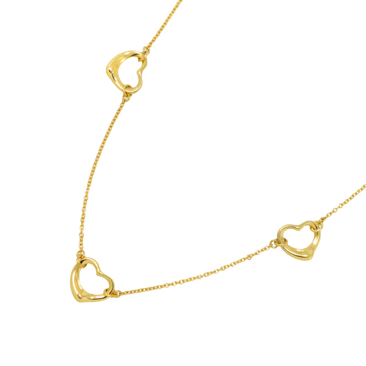 Open Heart 3P Necklace 18K Yellow Gold 750