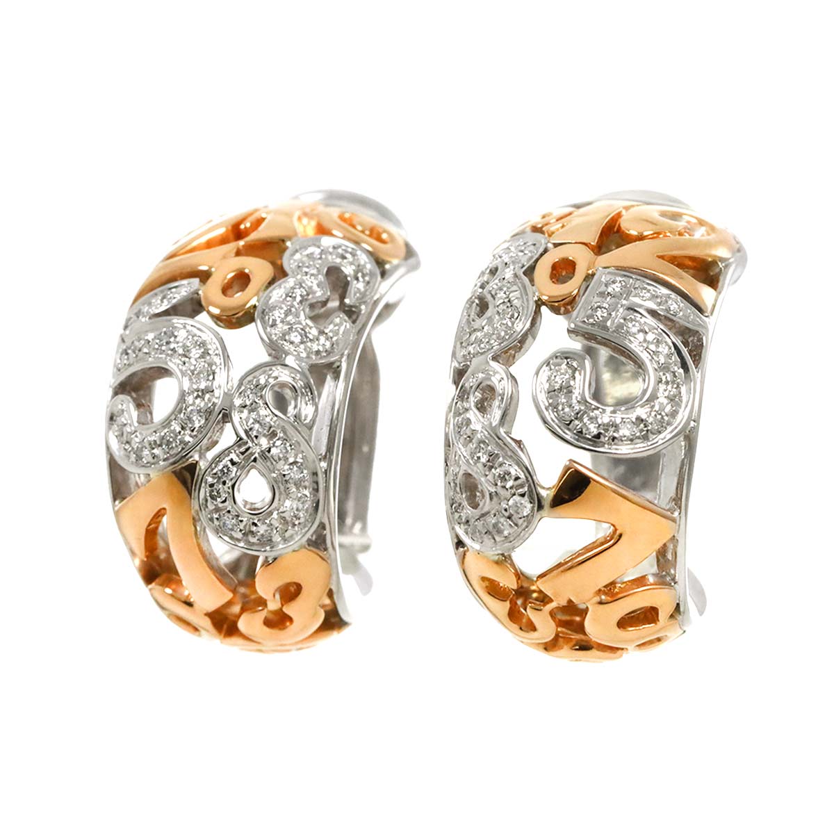 TALISMAN Number 10 Diamond Earrings Clip on 18K WG PG 750