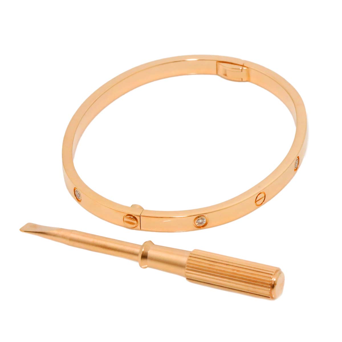 Love Bracelet SM Diamond 6P Bangle 18K Pink Gold 750 Size15