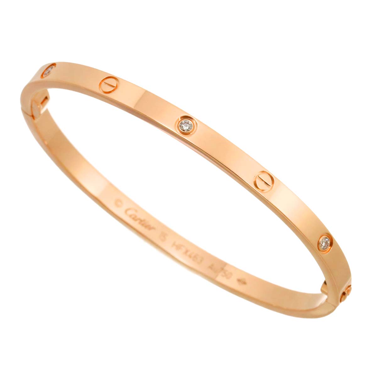 Love Bracelet SM Diamond 6P Bangle 18K Pink Gold 750 Size15