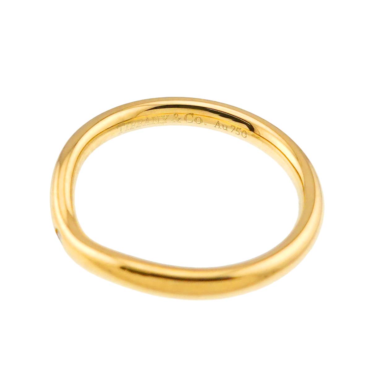 Curved Band Ring Diamond 18K Yellow Gold size4.5(US)