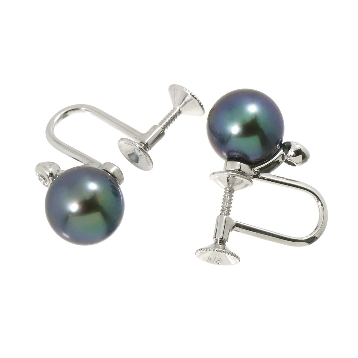 Black Pearl Diamond Earrings 18K WG 750