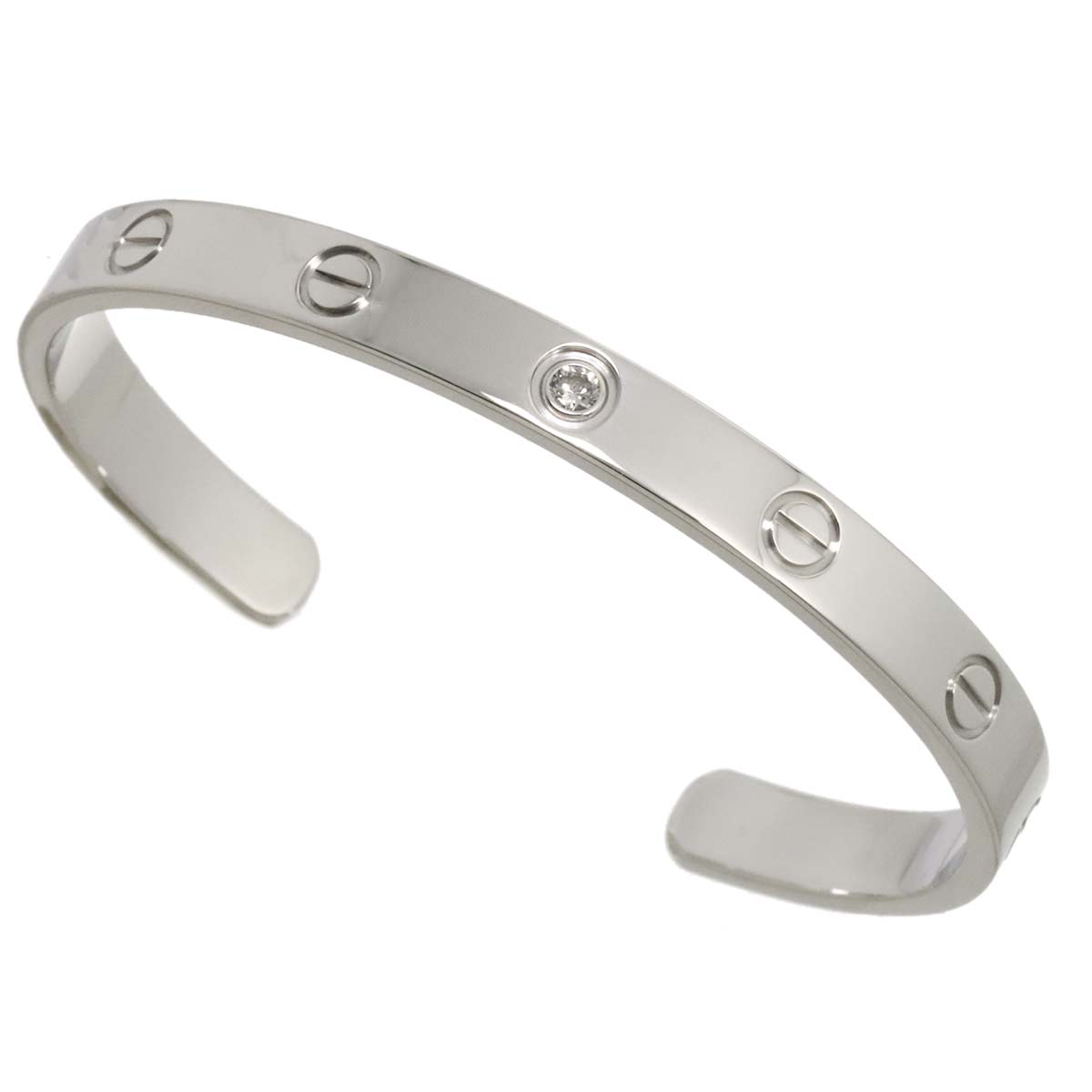 Love Bracelet Open Diamond 1P Bangle 18K WG 750 Size17