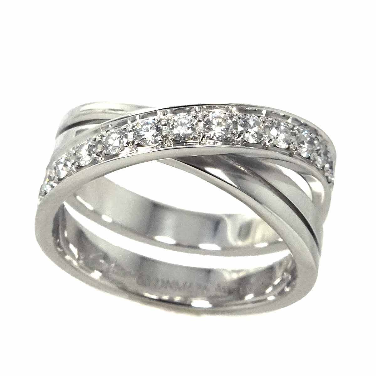 Paris Half Diamond Ring 18K WG 750 Size56 7.5(US)