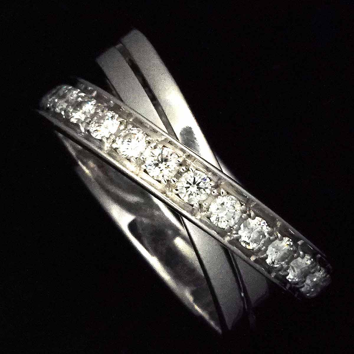 Paris Half Diamond Ring 18K WG 750 Size56 7.5(US)