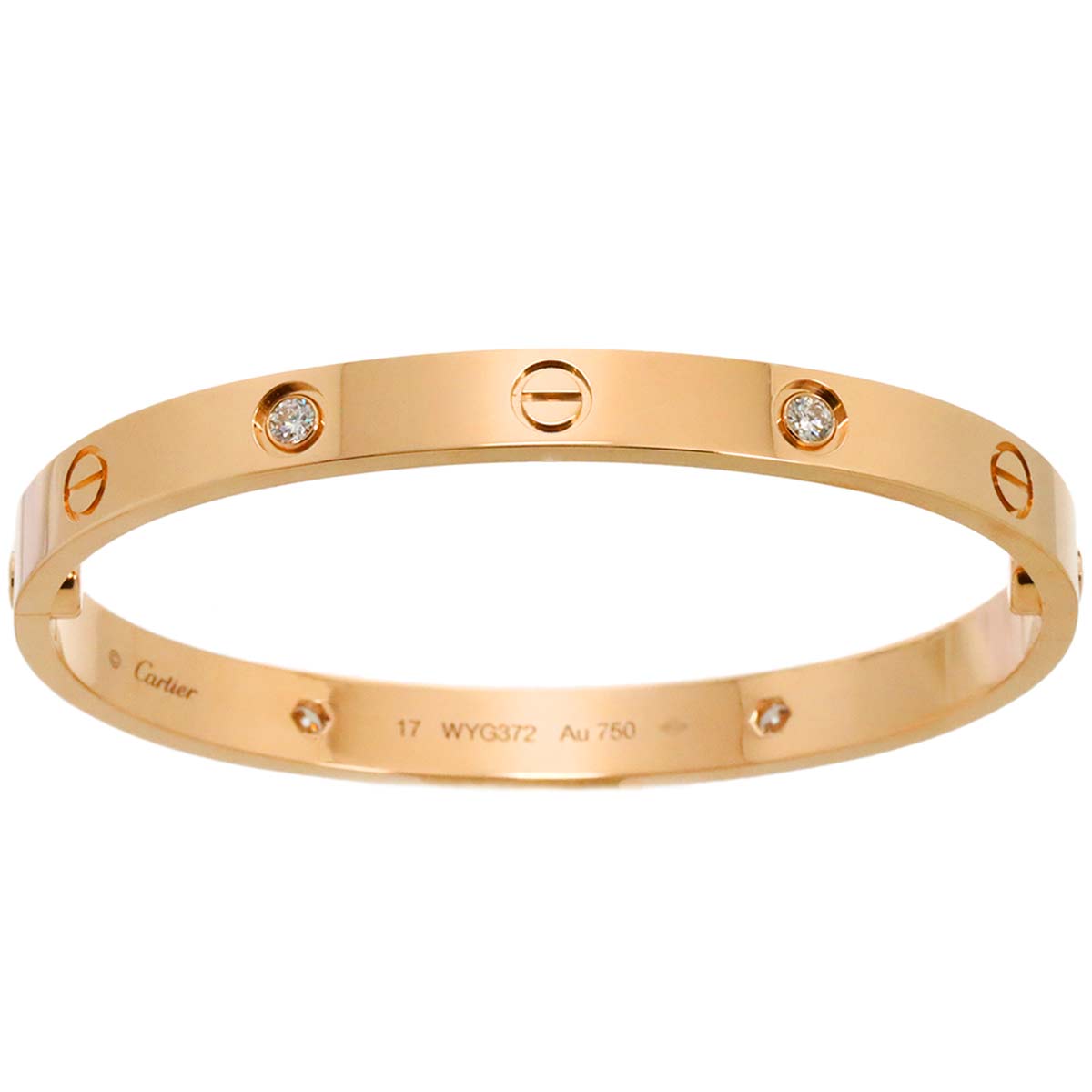 Love Bracelet Bangle Diamond 4P 18K Pink Gold 750 Size17