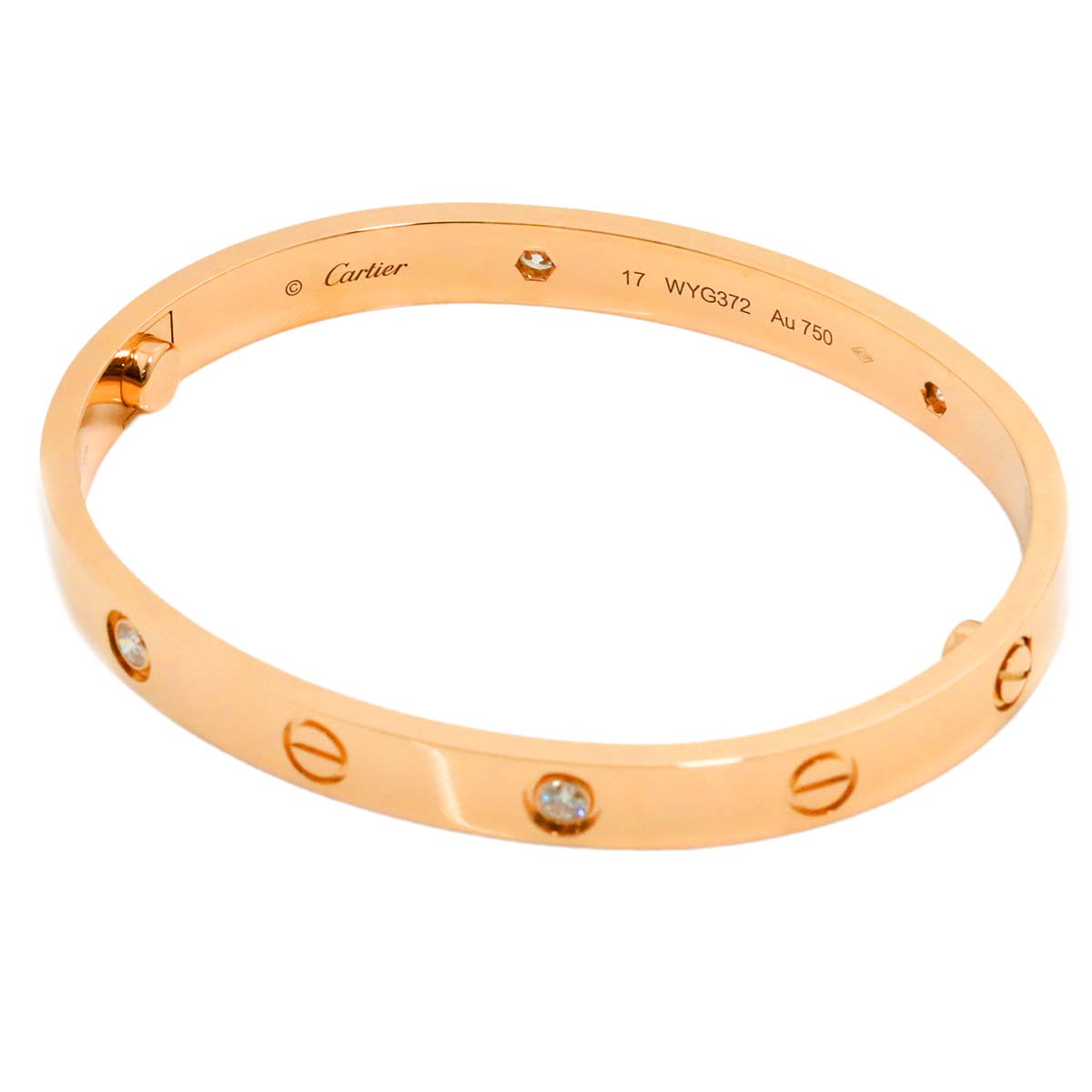 Love Bracelet Bangle Diamond 4P 18K Pink Gold 750 Size17