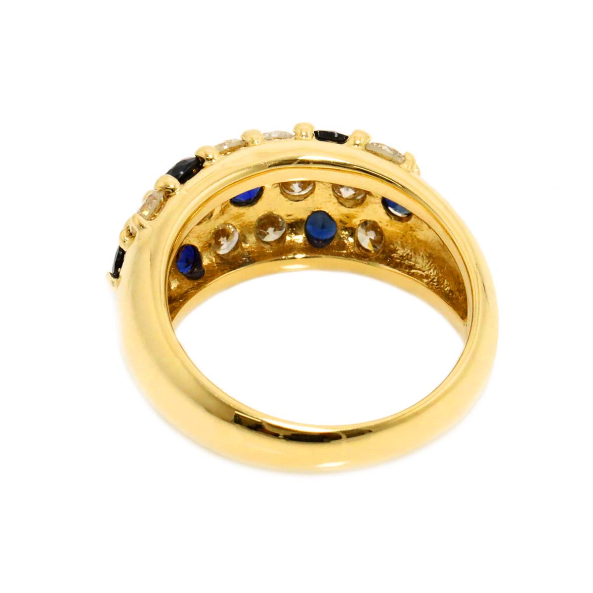 Sapphire 1.03ct Diamond 1.37ct Ring 18K Yellow Gold 750 5.5-5.75(US)