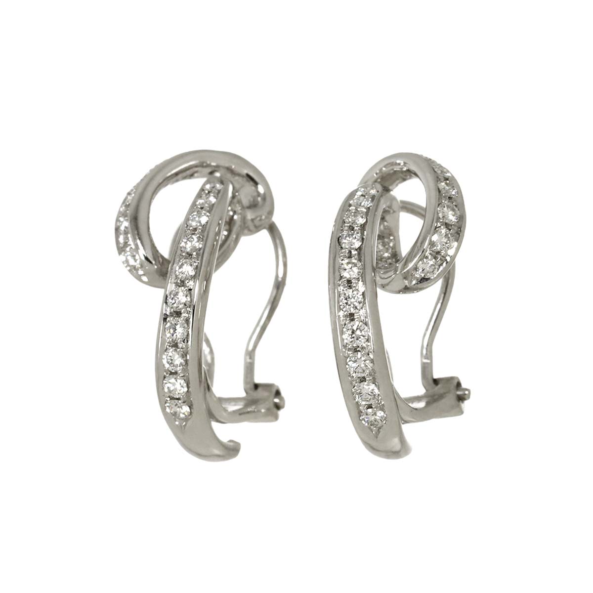 Diamond Earrings Clip on Platinum 14K White Gold 585