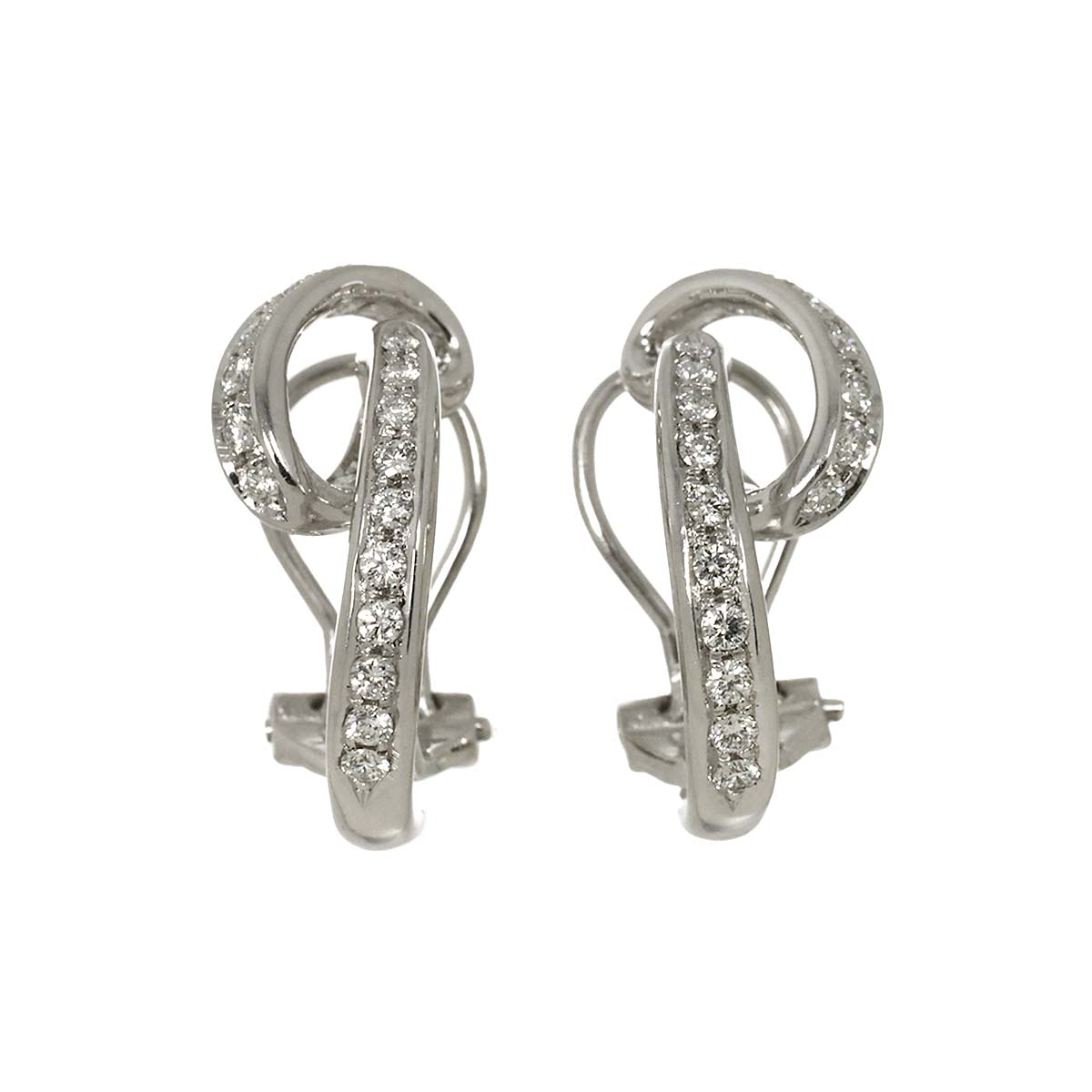Diamond Earrings Clip on Platinum 14K White Gold 585