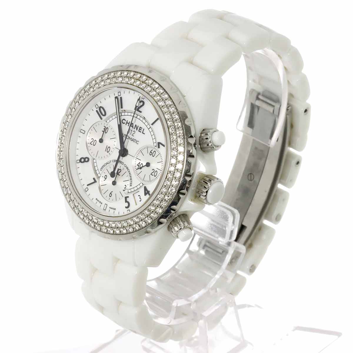 J12 41mm H1008 Date Bezel Diamond Automatic White Dial Mens