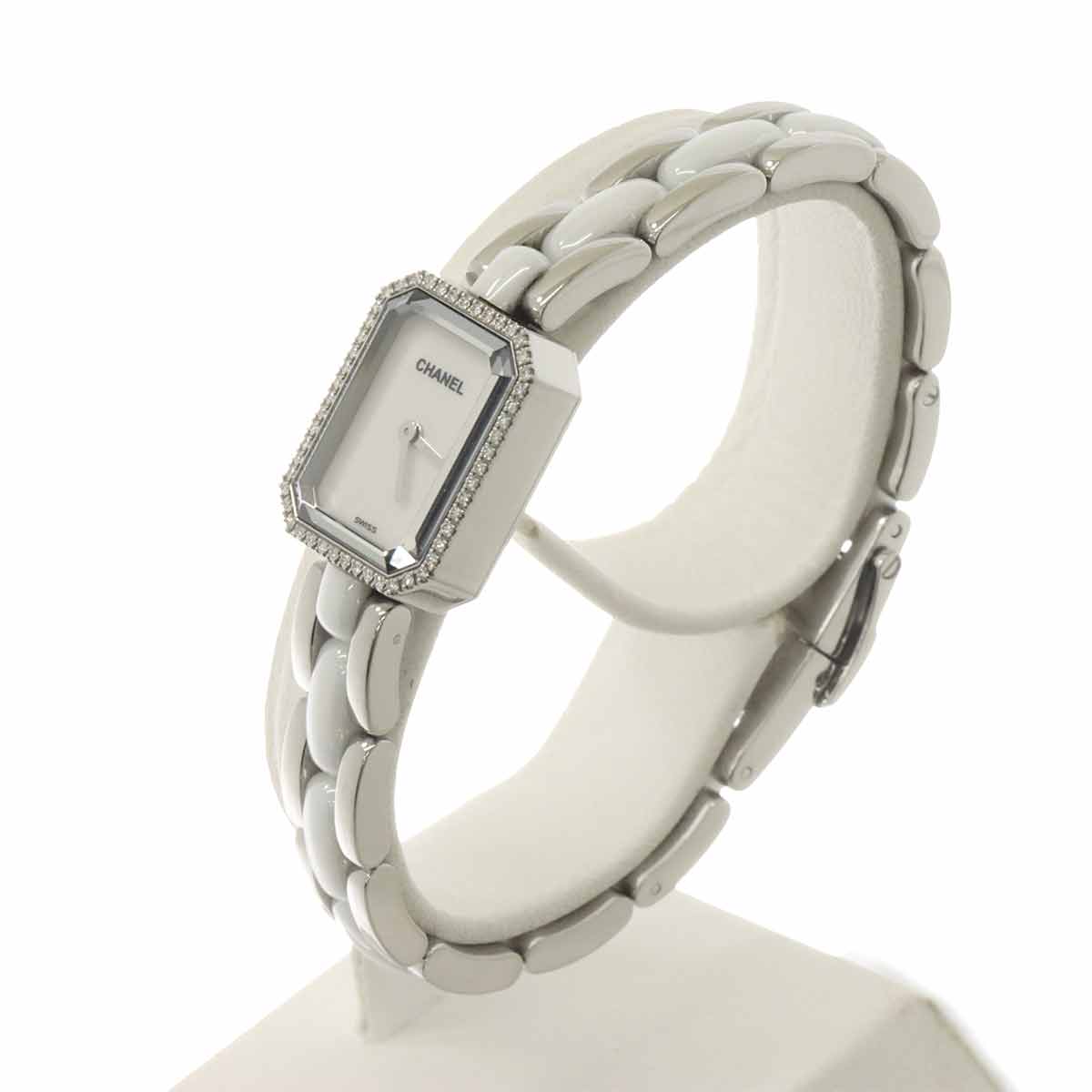 Premiere H2132 Diamond Bezel Ceramic Quartz White Dial Ladies