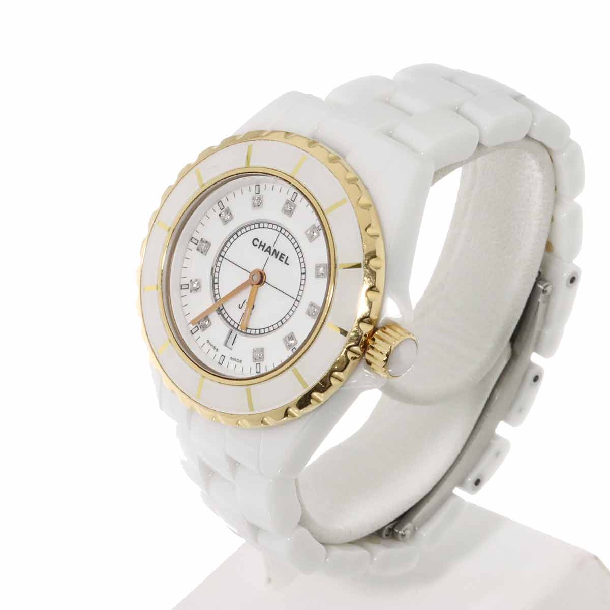 J12 33mm H2181 11P Diamond Yellow Gold Quartz White Dial