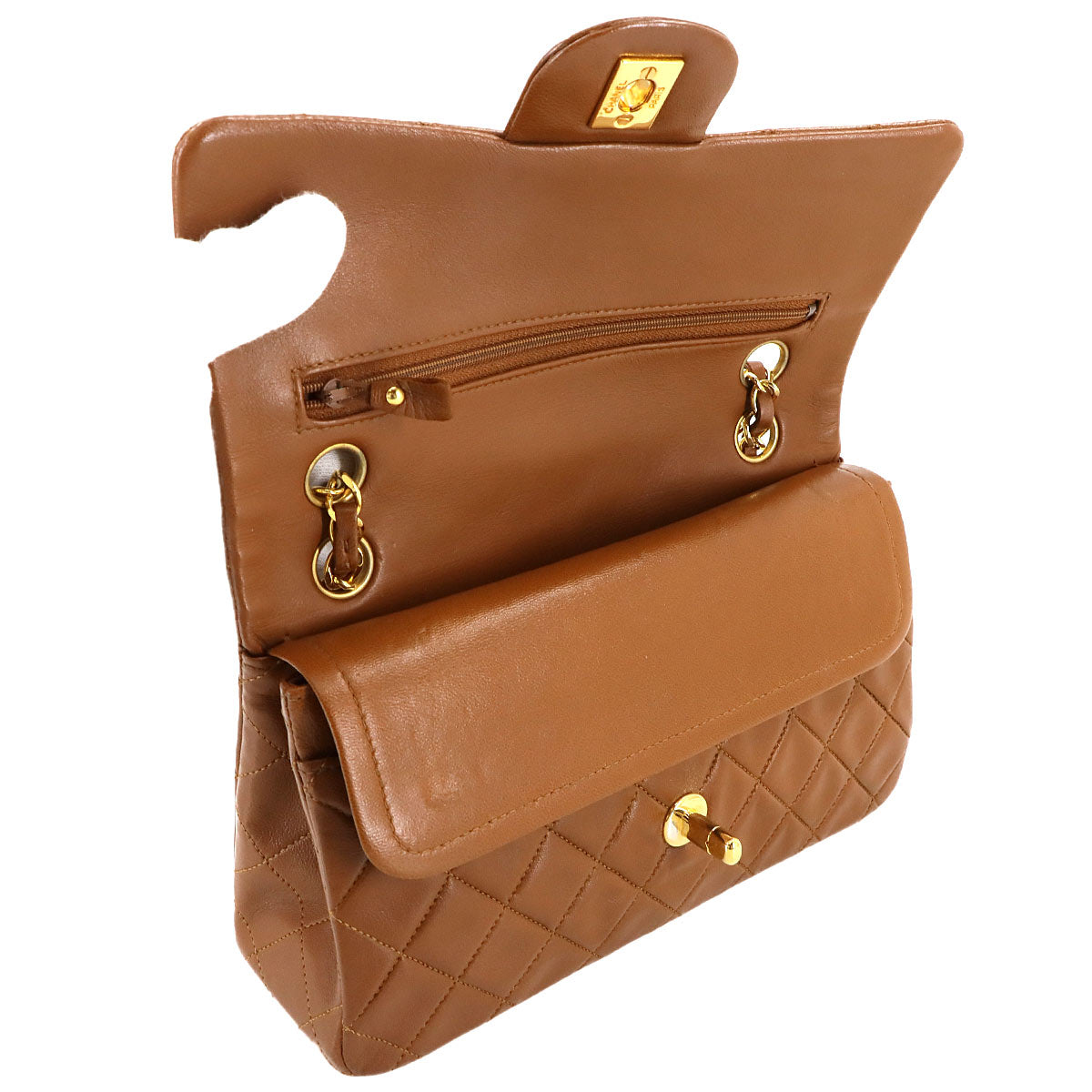 Matelasse 23 Chain Shoulder Bag Leather Brown A01113 Vintage