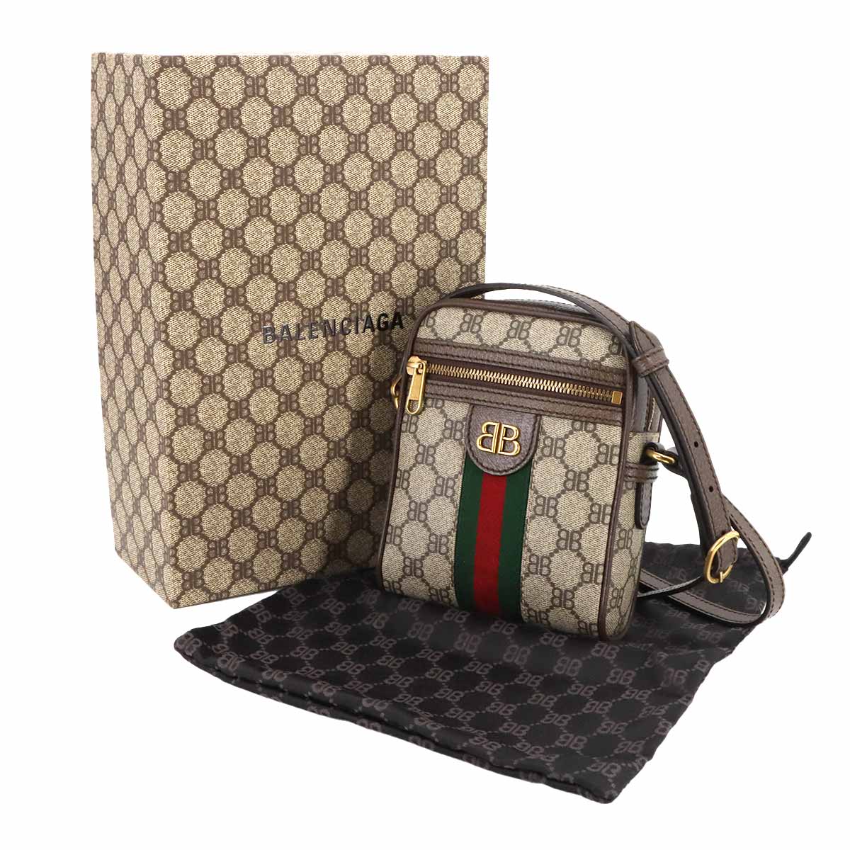 GUCCI Hacker Shoulder Bag PVC Leather Beige 680129