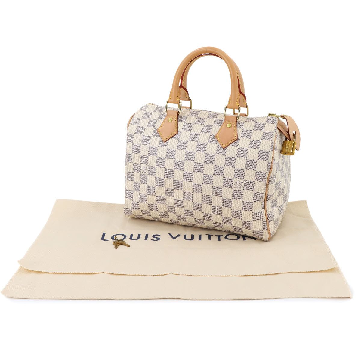 LOUIS VUITTON Damier Azur Speedy 25 Hand Bag N41371 White Purse