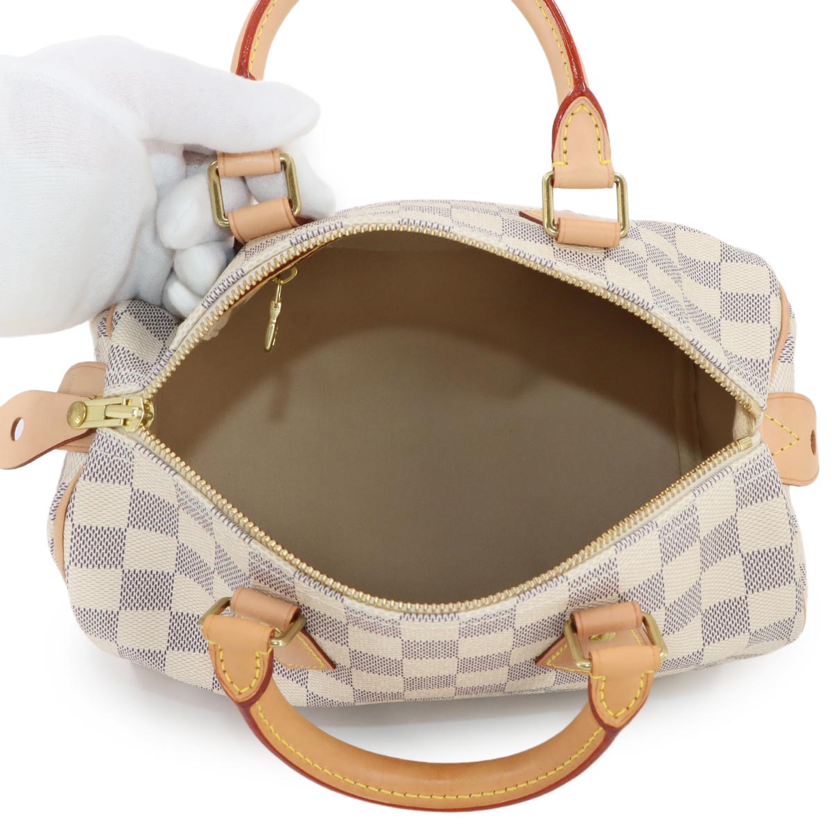 LOUIS VUITTON Damier Azur Speedy 25 Hand Bag N41371 White Purse