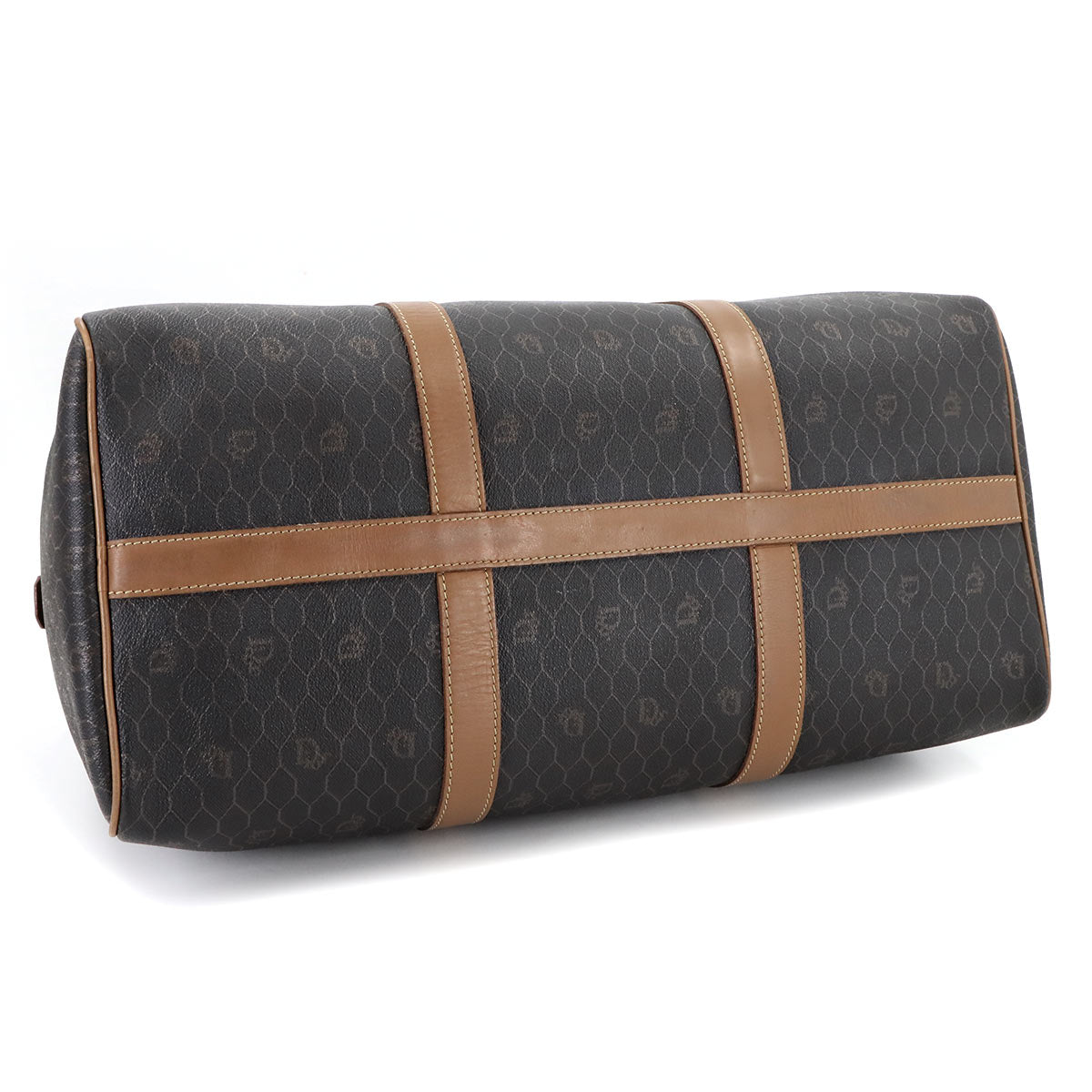 Honeycomb Boston Bag PVC Leather Brown Luggage
