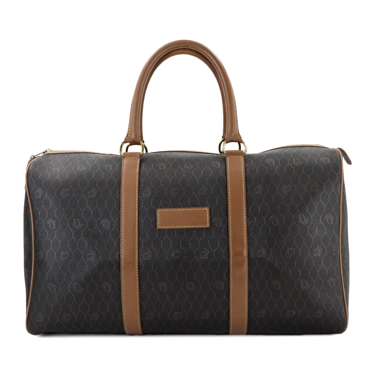 Honeycomb Boston Bag PVC Leather Brown Luggage