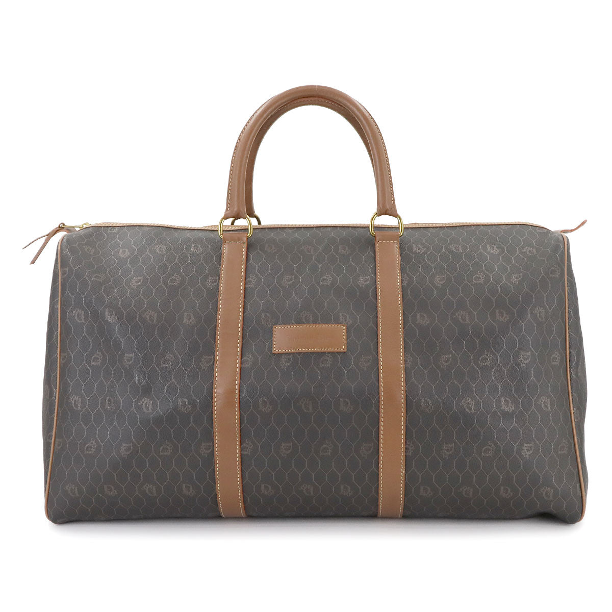Honeycomb Boston Bag PVC Leather Brown Luggage