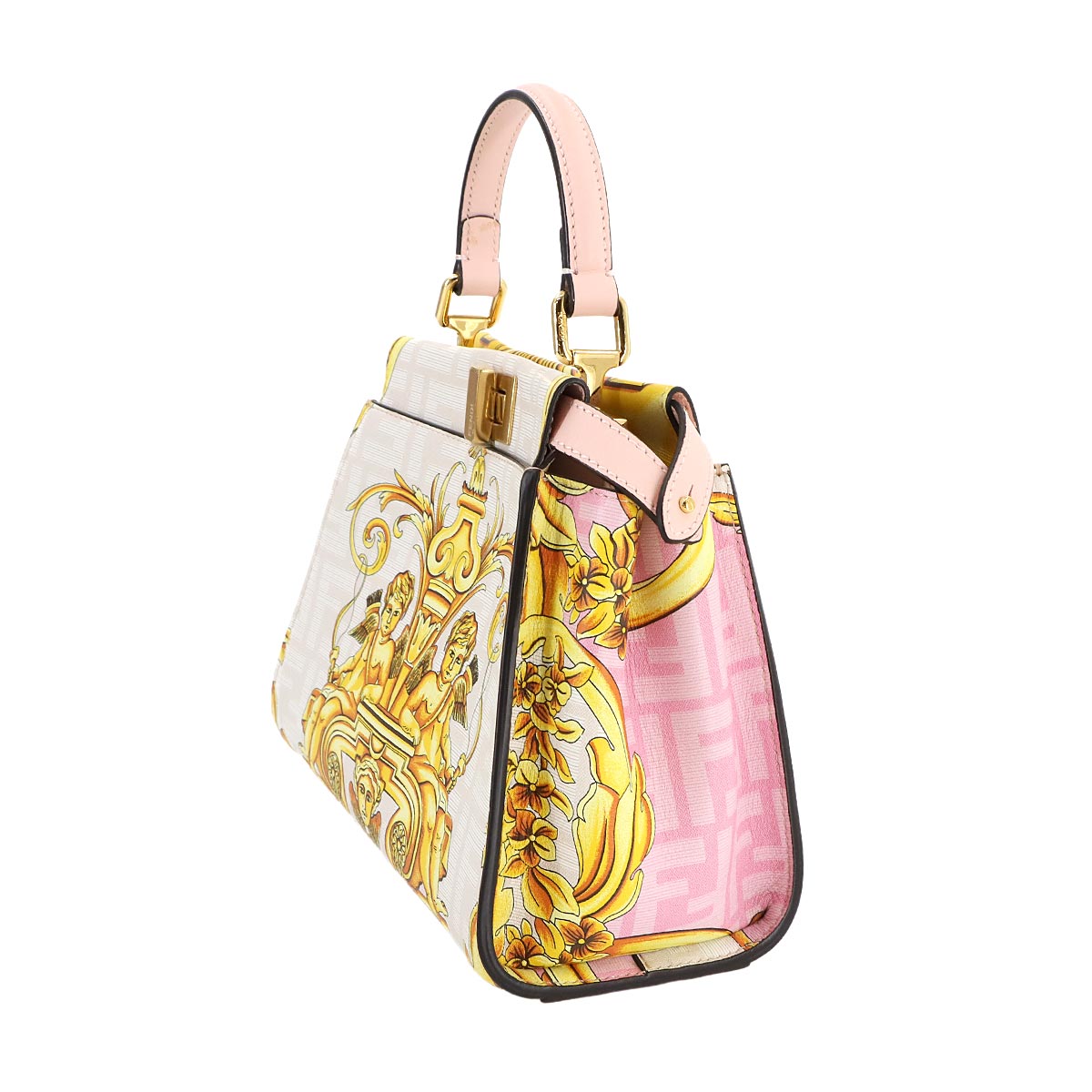 Fendace Peekaboo Hand Shoulder Bag Leather Pink 8BN244