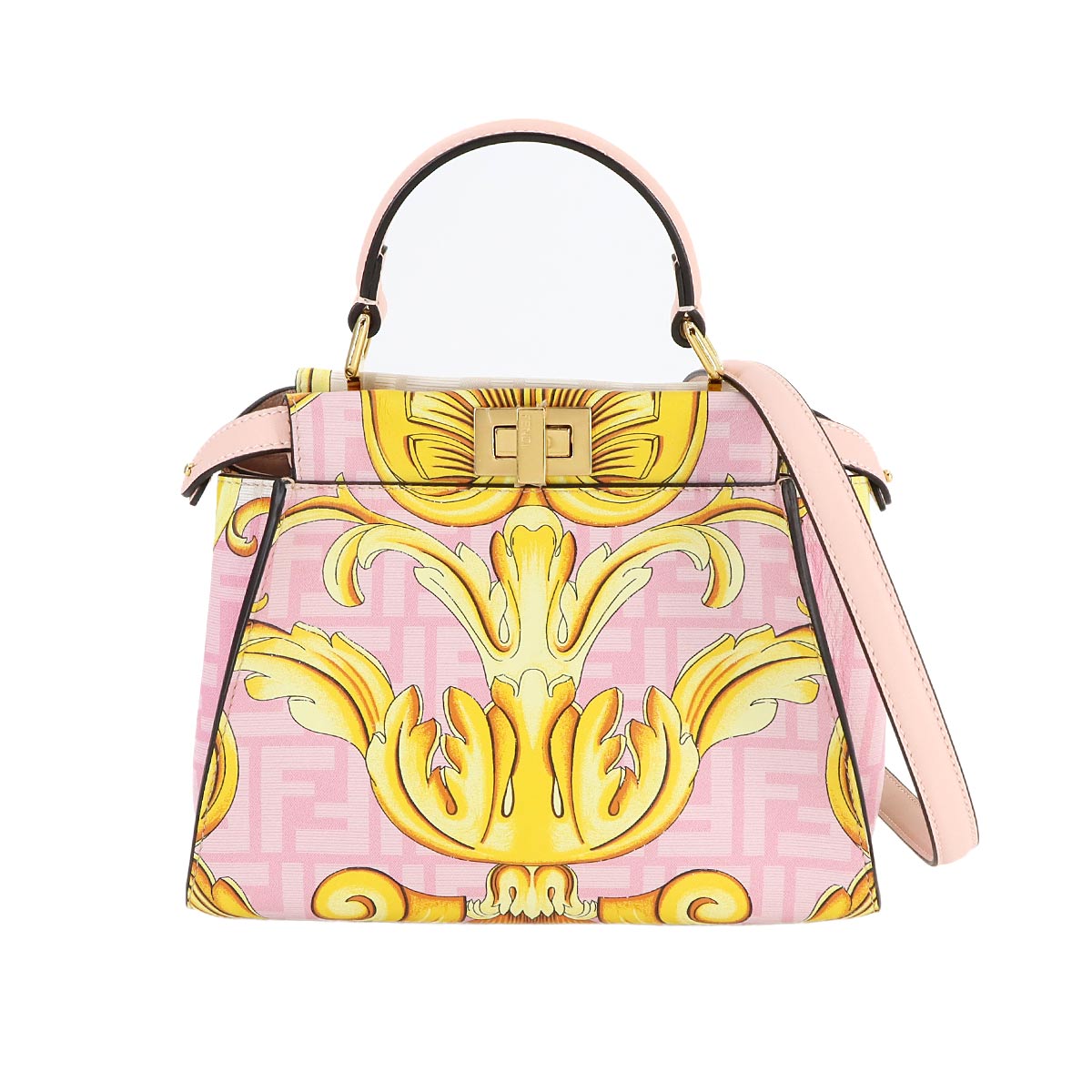 Fendace Peekaboo Hand Shoulder Bag Leather Pink 8BN244