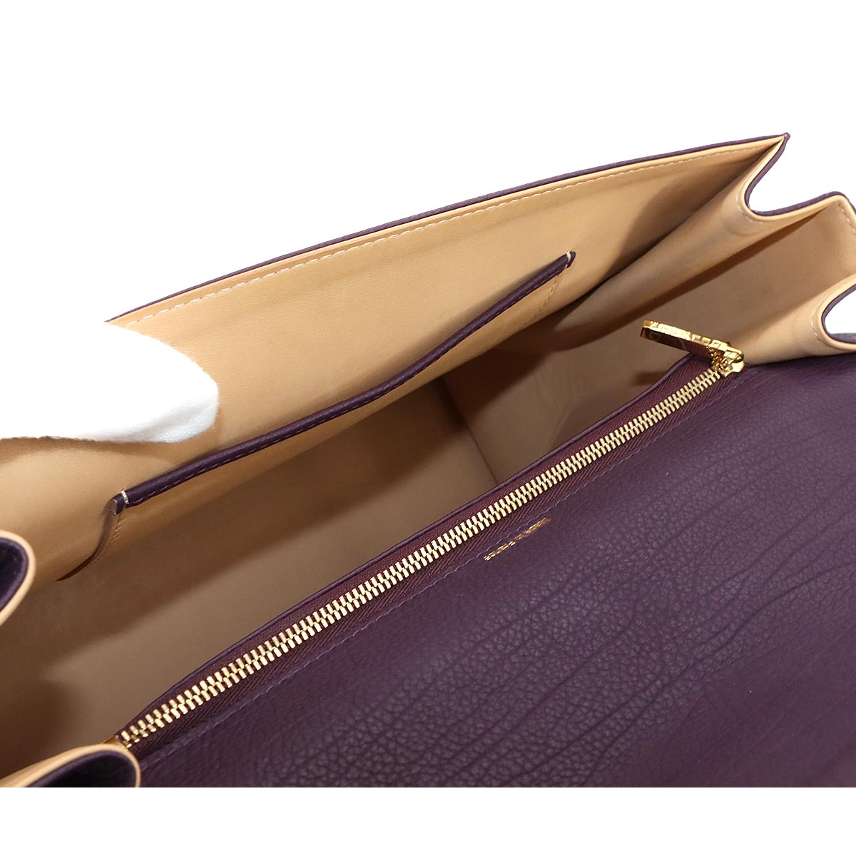 Tempete Hand Shoulder Bag Leather Purple Purse