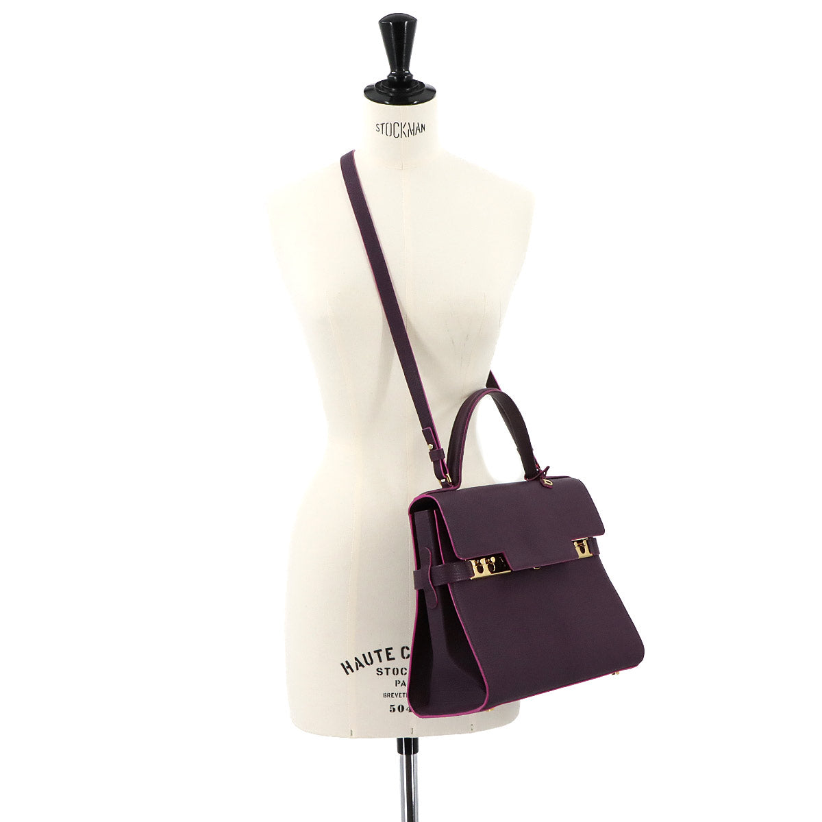 Tempete Hand Shoulder Bag Leather Purple Purse