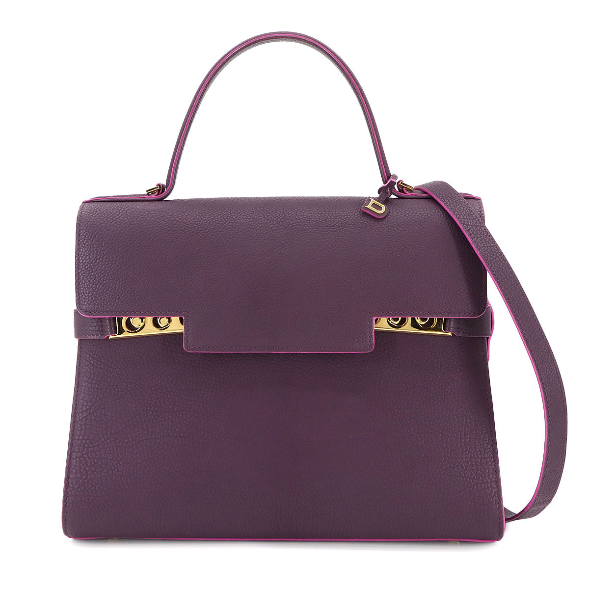 Tempete Hand Shoulder Bag Leather Purple Purse