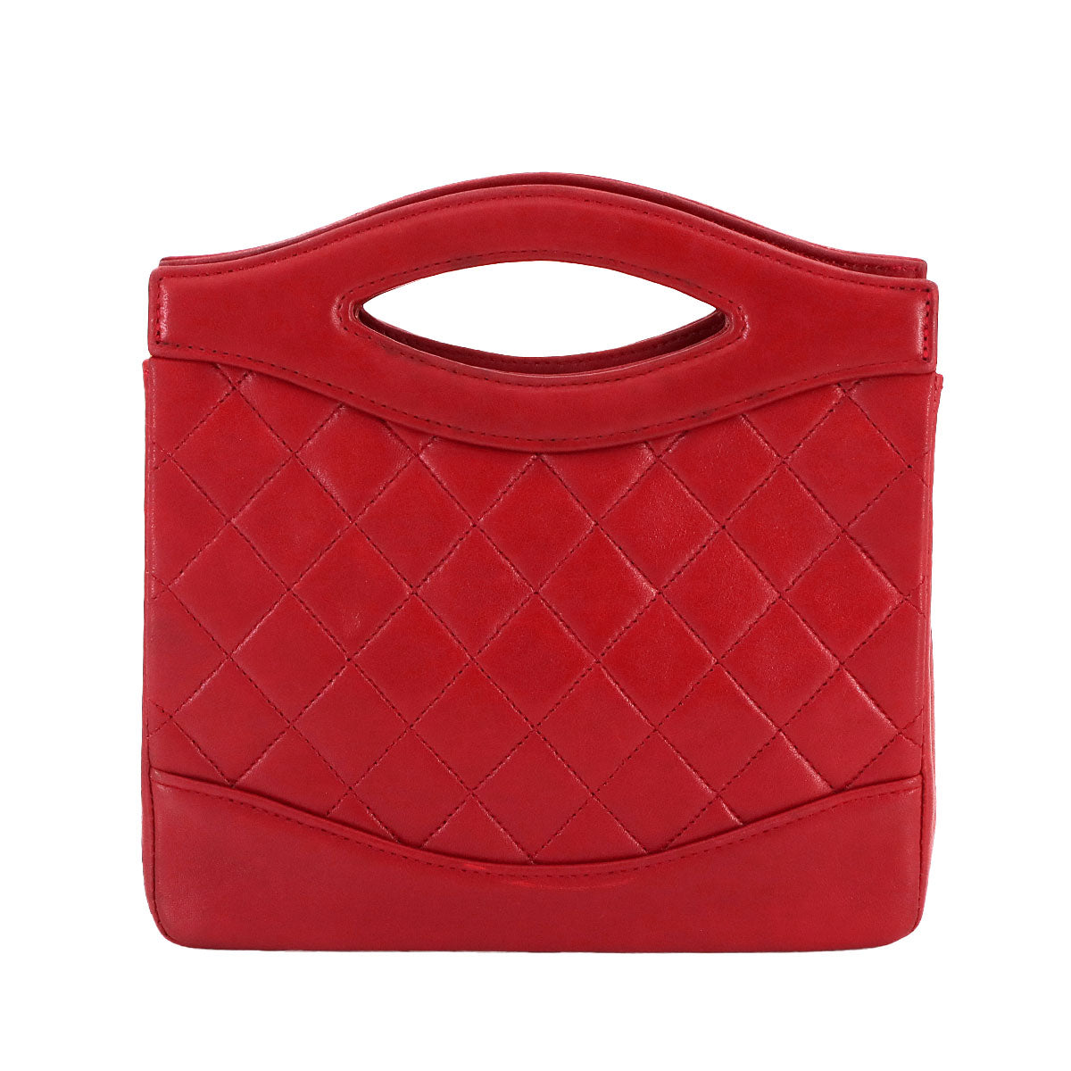 Matelasse 2way Hand Shoulder Bag Leather Red Vintage Purse