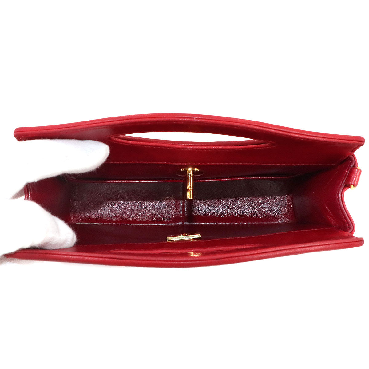 Matelasse 2way Hand Shoulder Bag Leather Red Vintage Purse