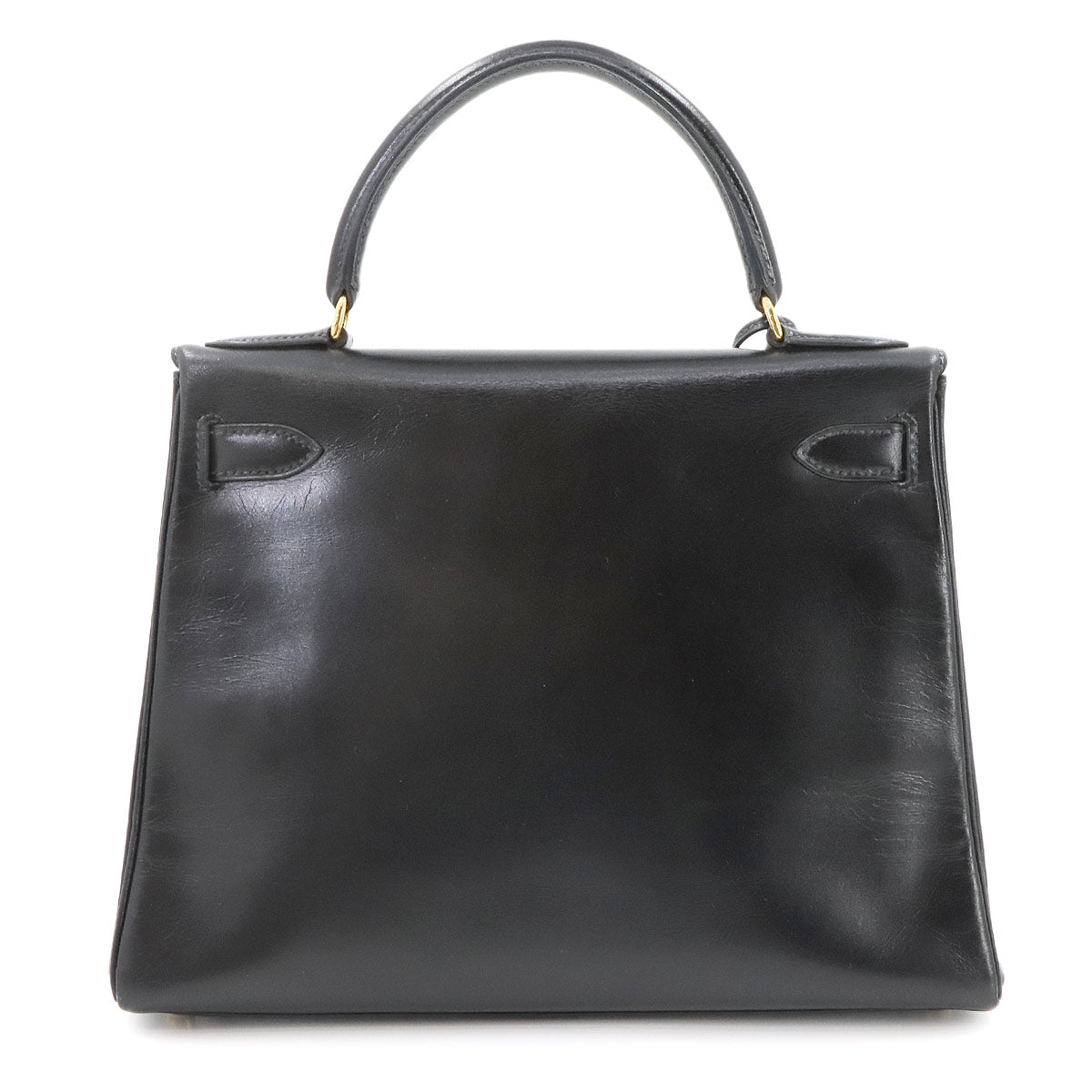 HKelly 28 Box Calf Leather Black 2way Hand Shoulder Bag Purse