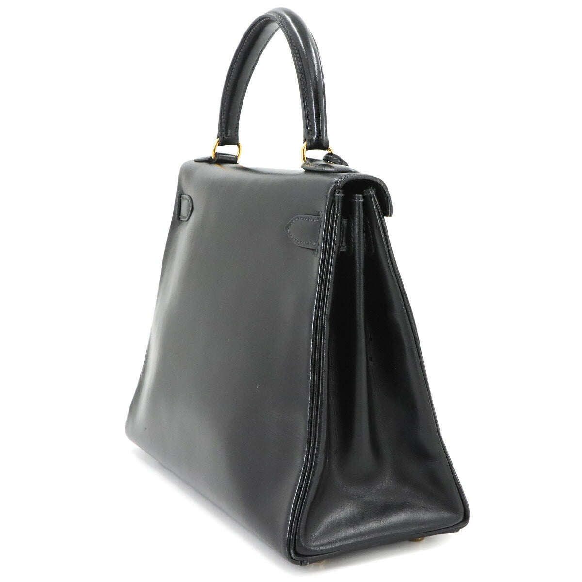 HKelly 28 Box Calf Leather Black 2way Hand Shoulder Bag Purse