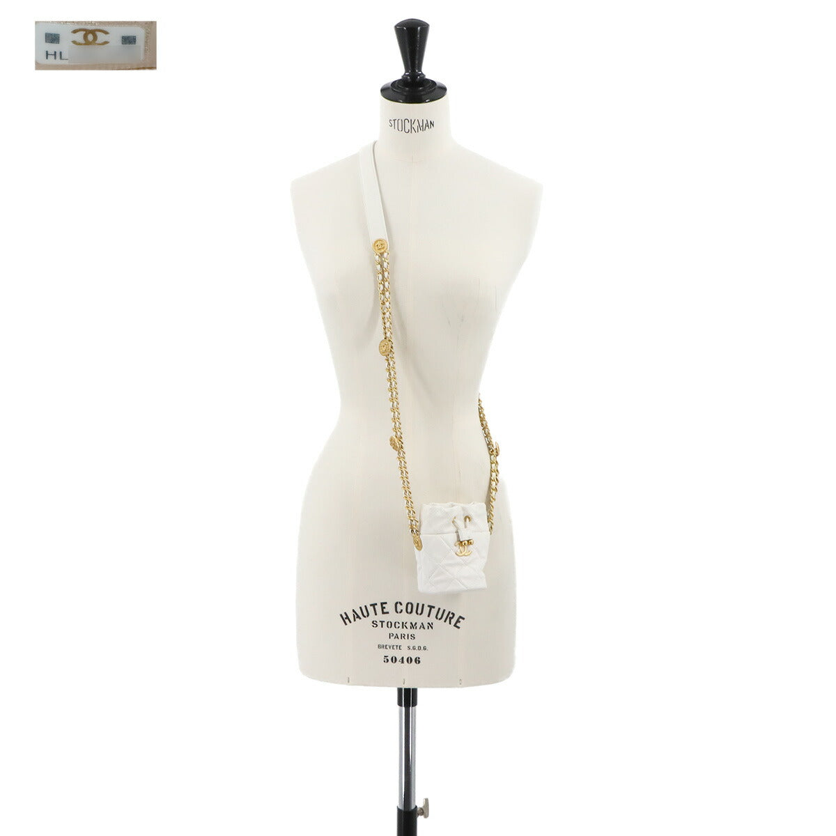 Matelase Chain Shoulder Bag Leather White