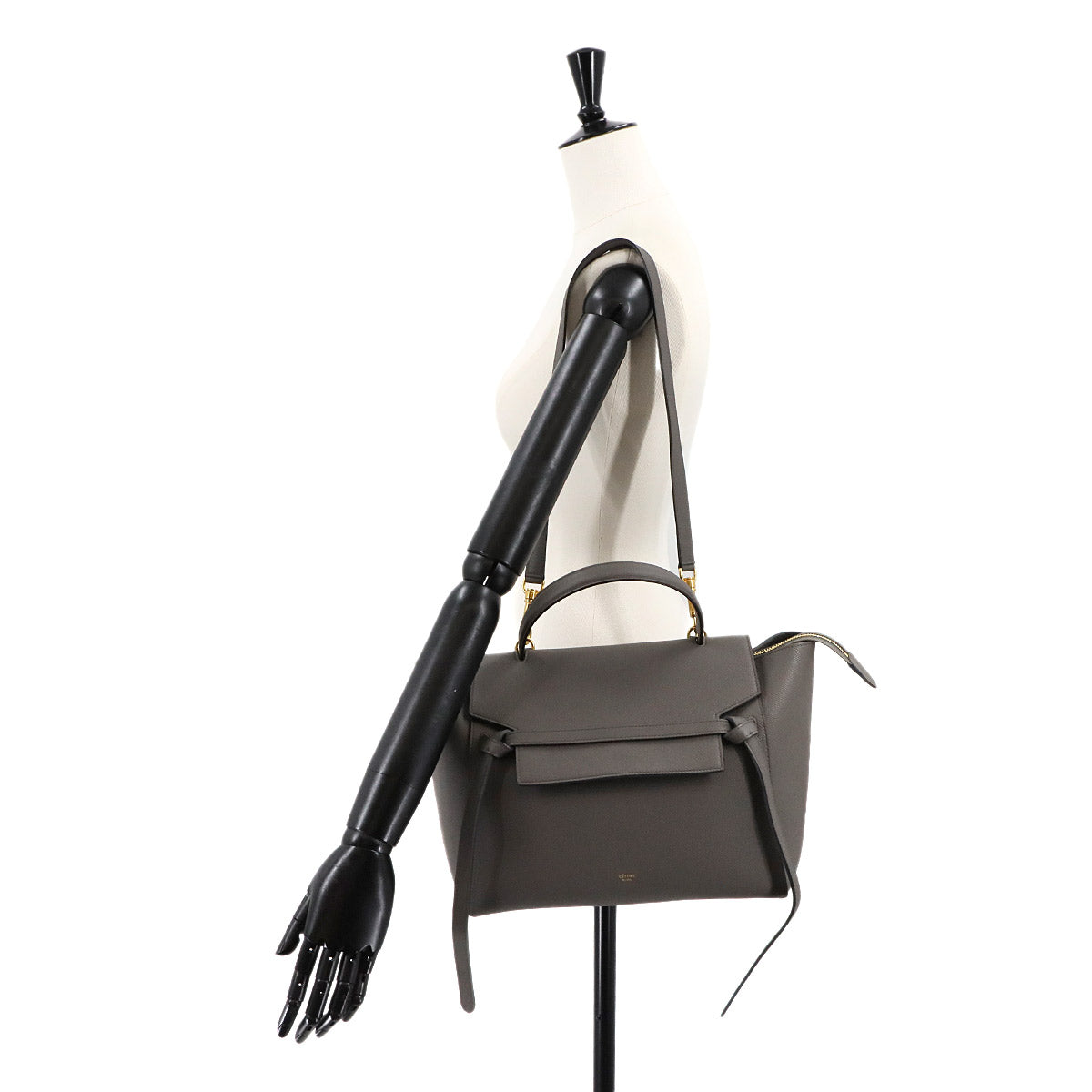 Belt Bag Mini 2way Hand Shoulder Bag Leather Gray 176103 Purse