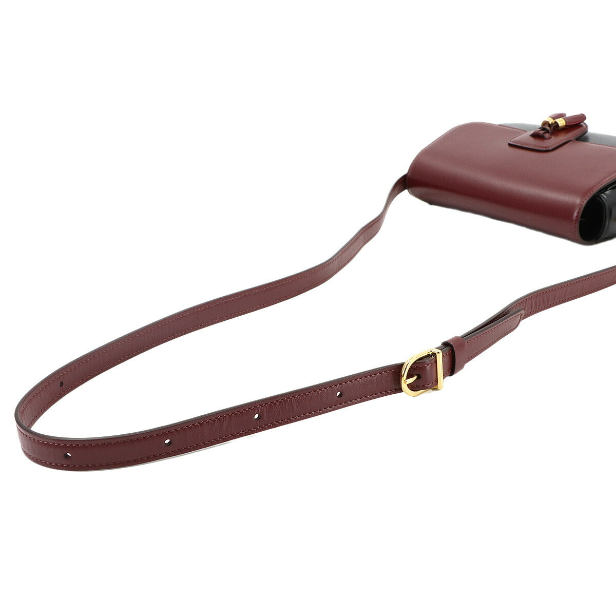 Tassels Shoulder Bag Leather Leather Bordeaux Black