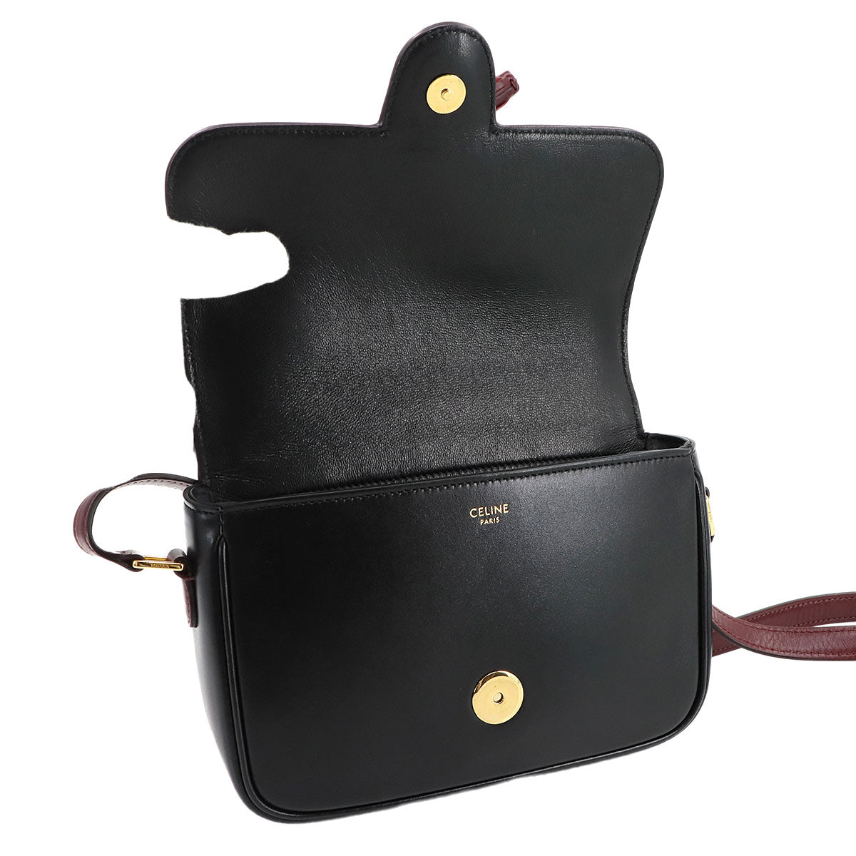 Tassels Shoulder Bag Leather Leather Bordeaux Black