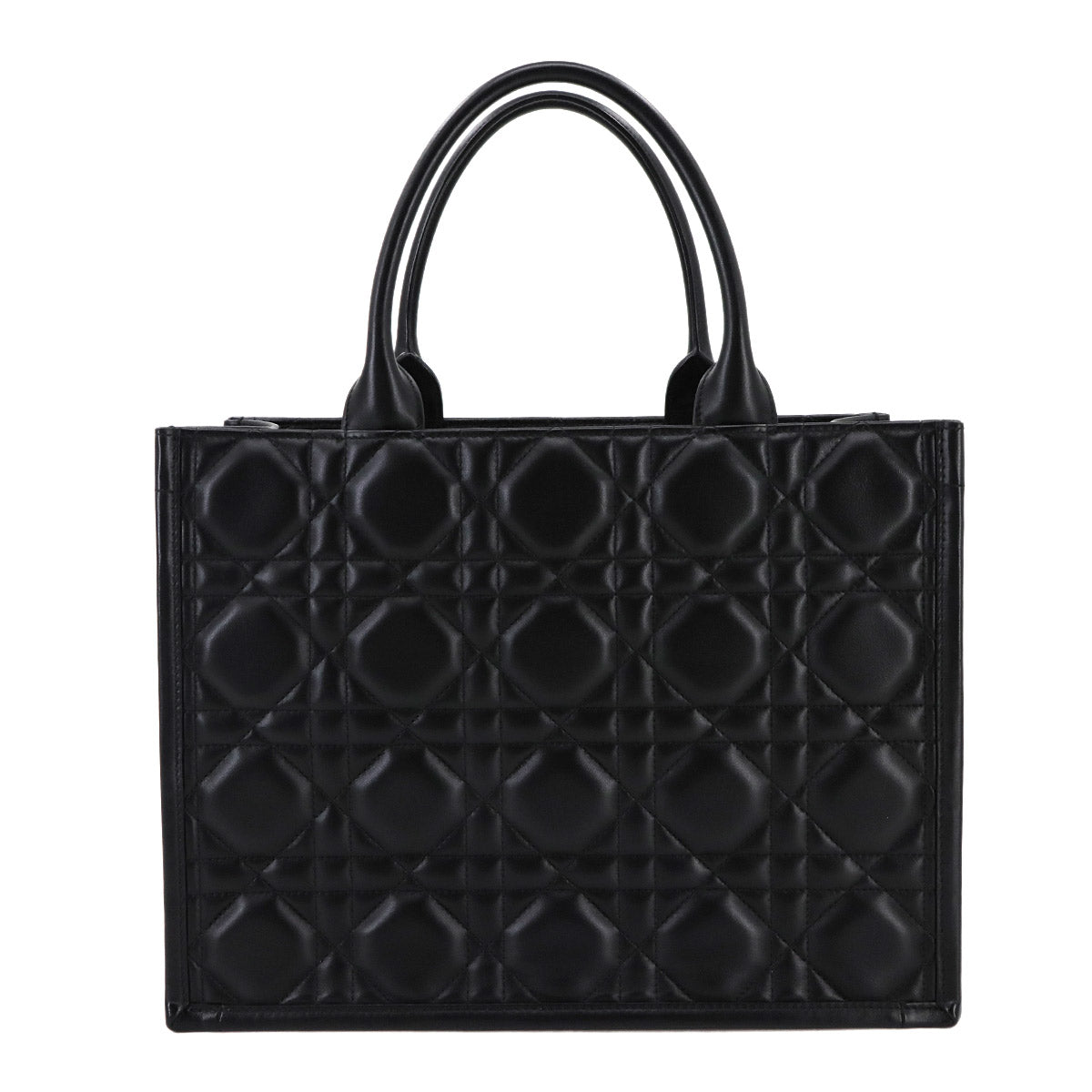 Macrocannage Book Tote Shoulder Medium Bag Leather Black