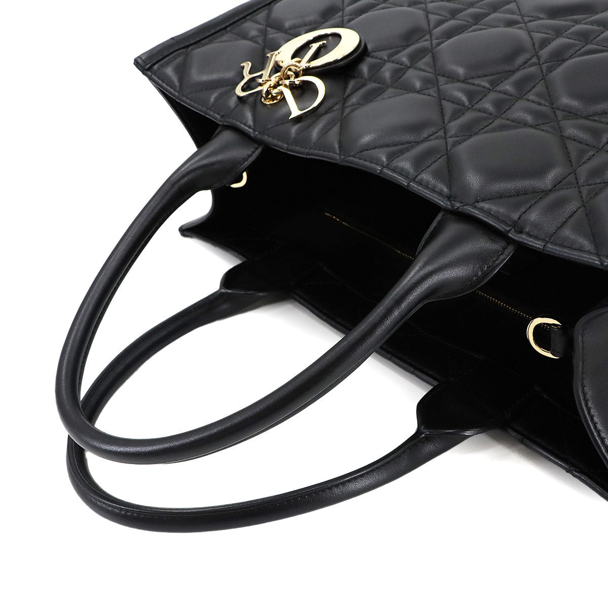 Macrocannage Book Tote Shoulder Medium Bag Leather Black