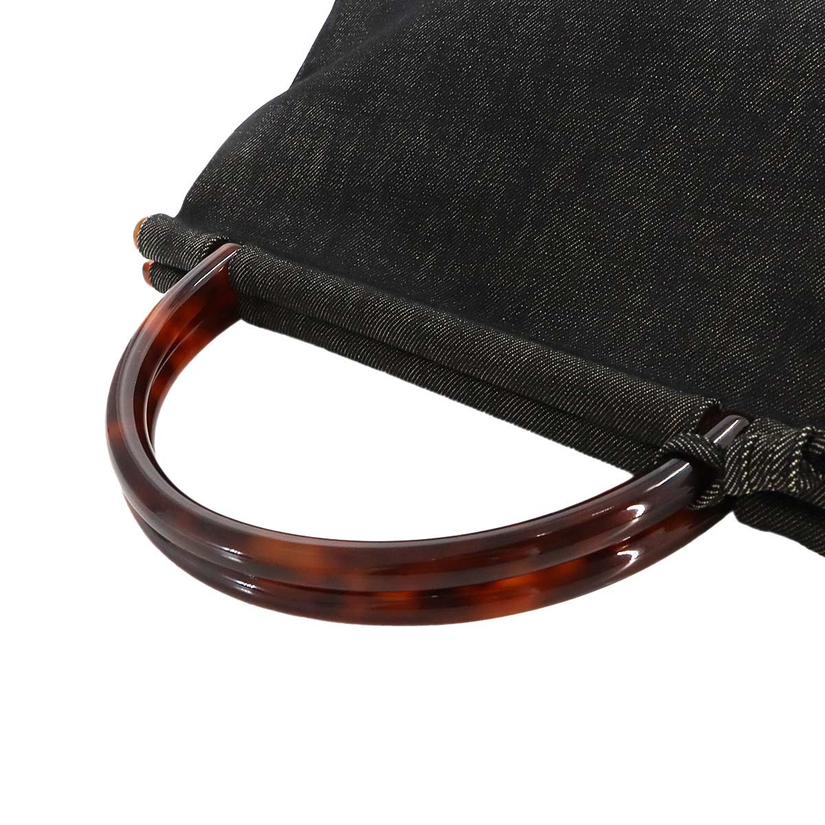 Plastic Handle Hand Bag Denim Black Vintage Purse