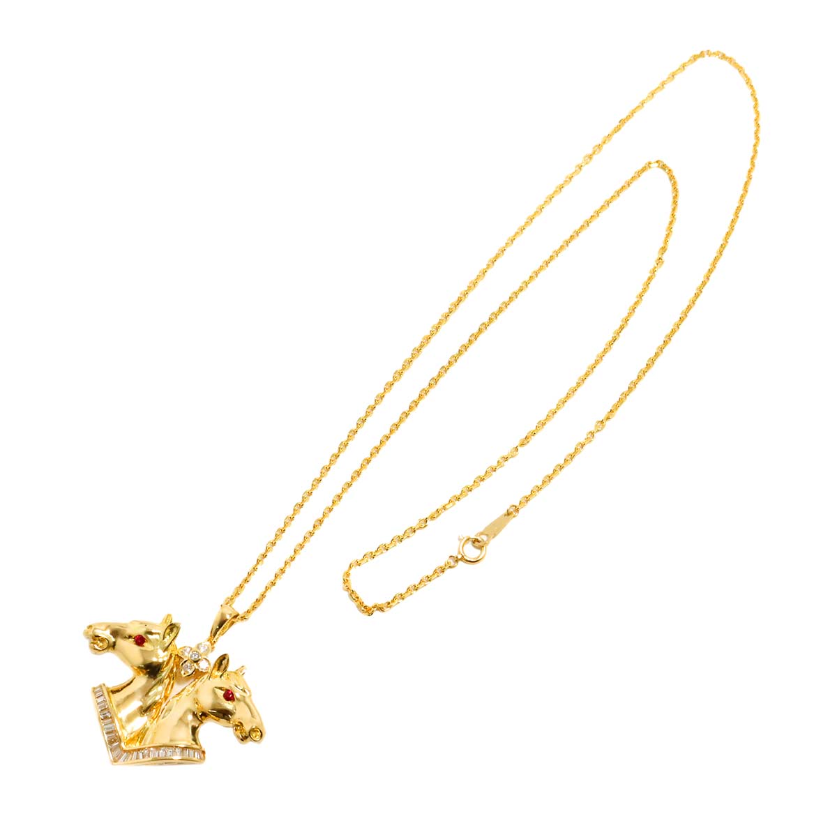 Ruby 0.13ct Diamond 0.99ct Necklace 18K 18K Yellow Gold 750