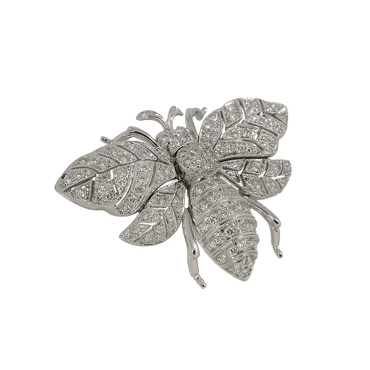 Diamond 1.30ct Brooch 18K WG White Gold 750