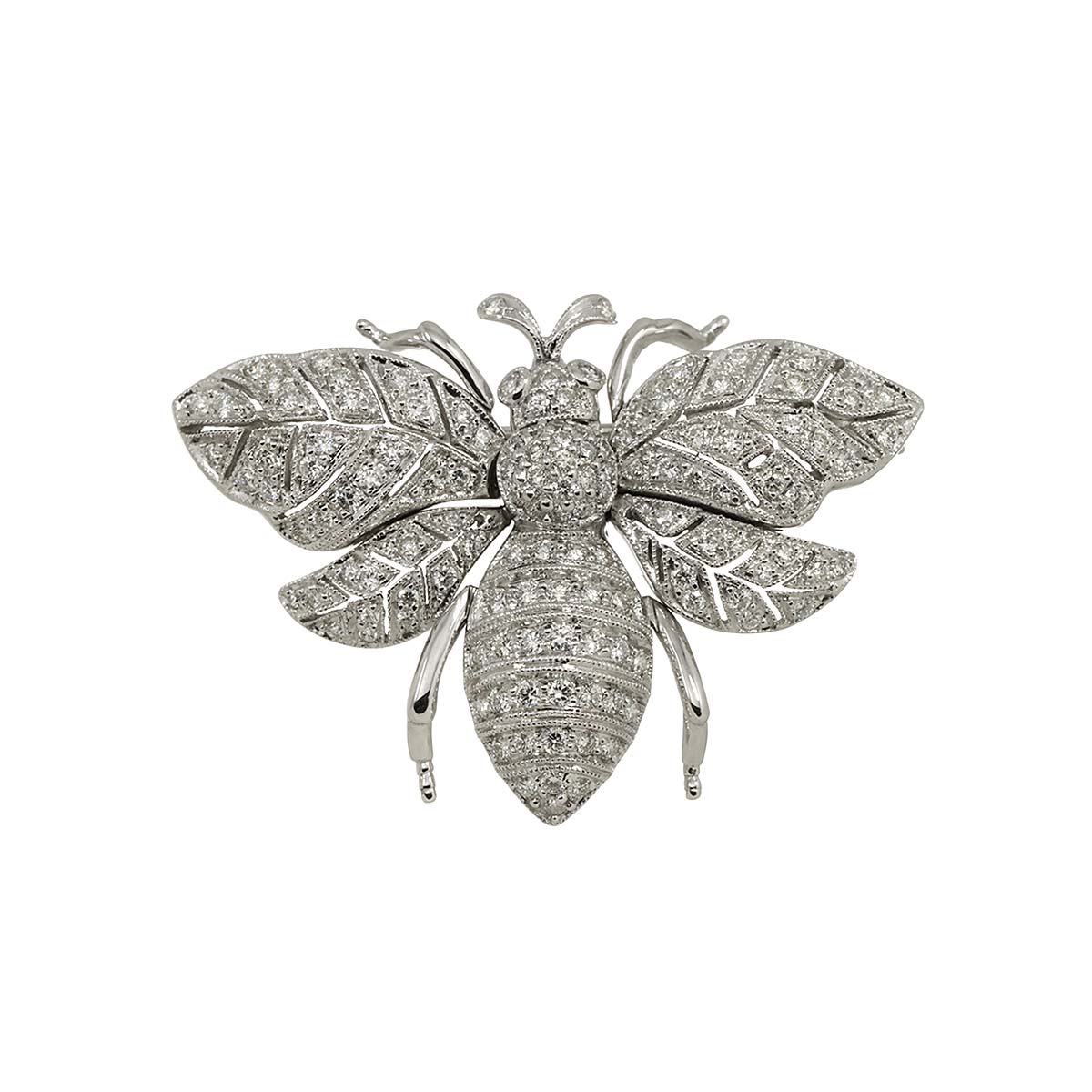 Diamond 1.30ct Brooch 18K WG White Gold 750