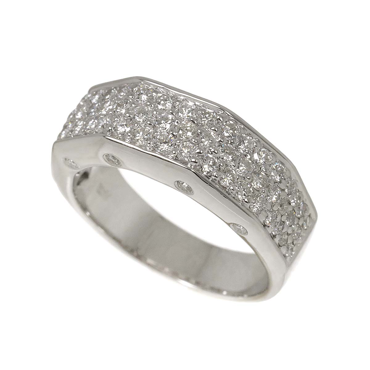 Diamond 0.90ct Ring 18K K18 WG White Gold size5.75-6(US)