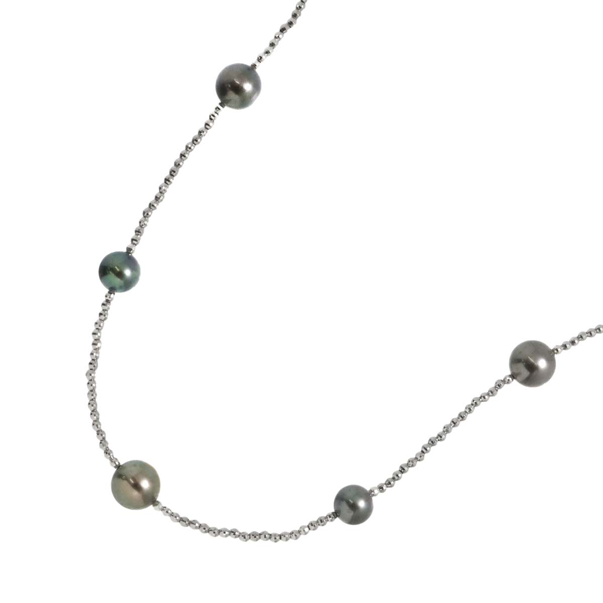 Black Pearl 12.1mm-9.0mm Necklace 18K K18 WG White Gold 750