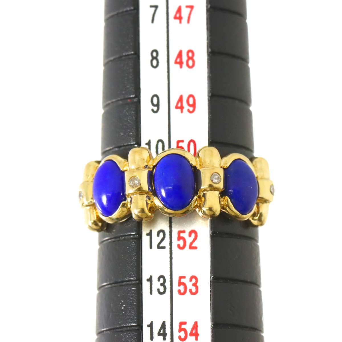 Lapis Lazuli Diamond 0.03ct Ring 18K Yellow Gold 750 size5.25-5.5(US)