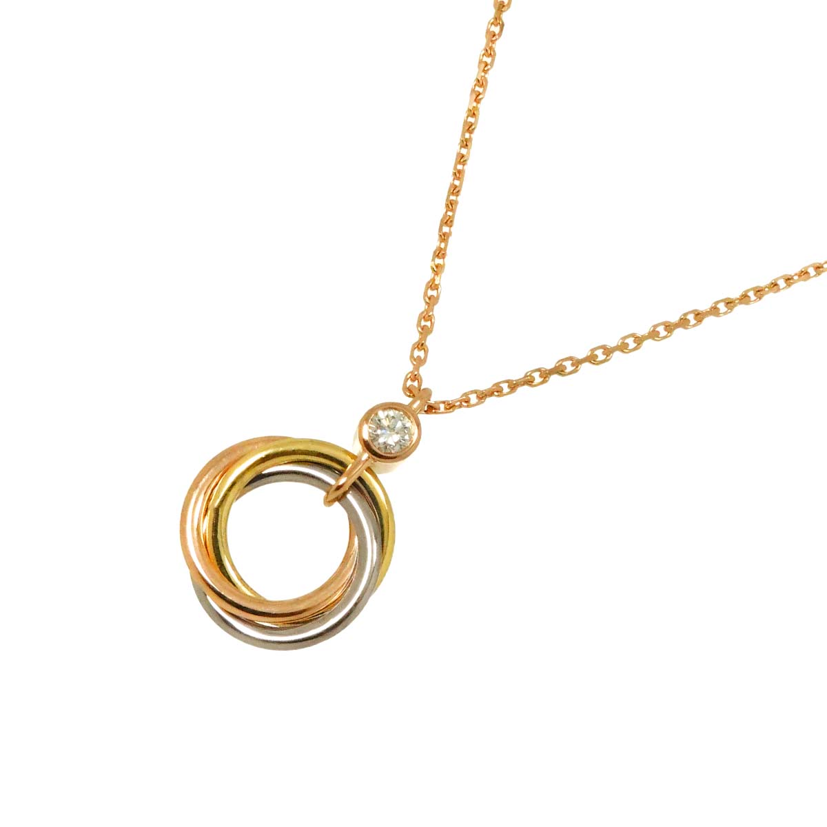 Trinity Diamond Necklace 18K YG WG PG 750